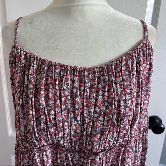 Floral Tiered Midi Dress Boho Beach Sundress Flowy Lightweight Summer XL - Picture 7 of 16